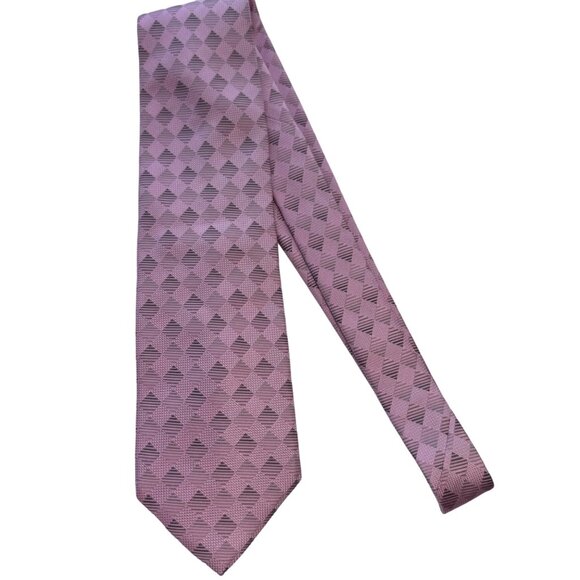 Giorgio Armani Tie Men Pink Silk Geometric Square Print Designer Italy 3.75 X 58 - Picture 3 of 10